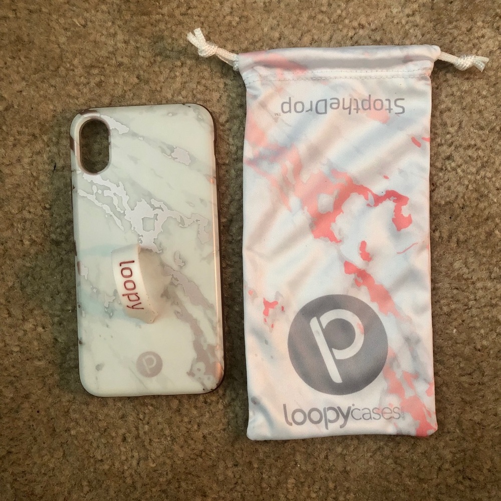 iPhone X Rose Gold Marble Loopy Case